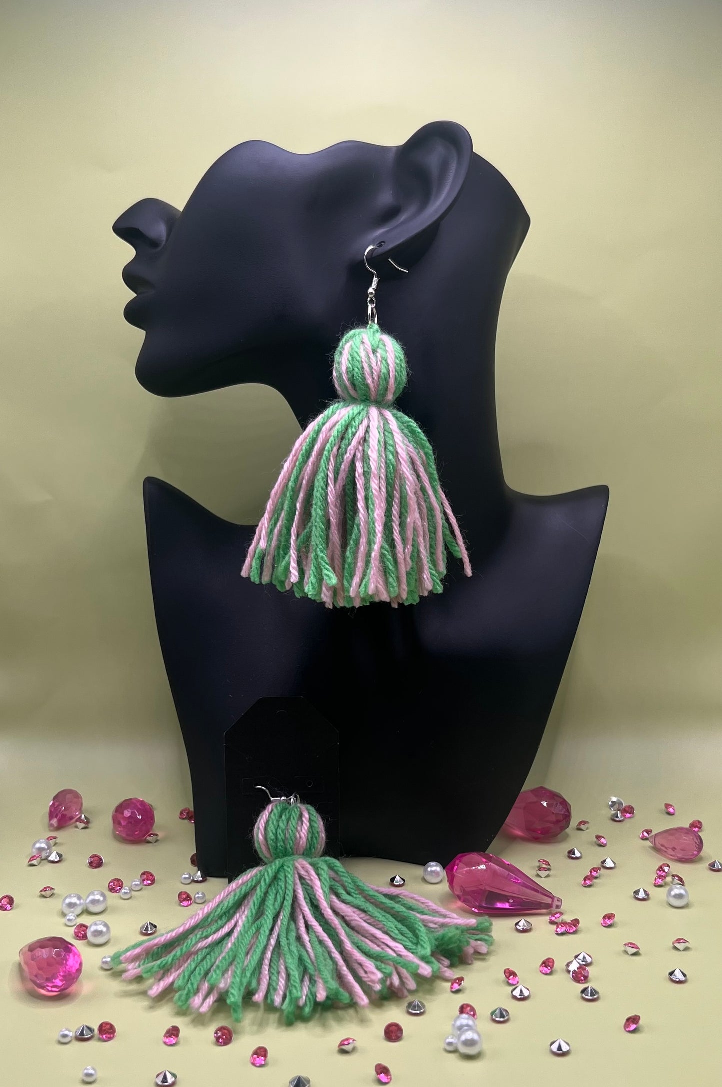 #4 Tassel Me, Honnee Pink & green pastels with Pom