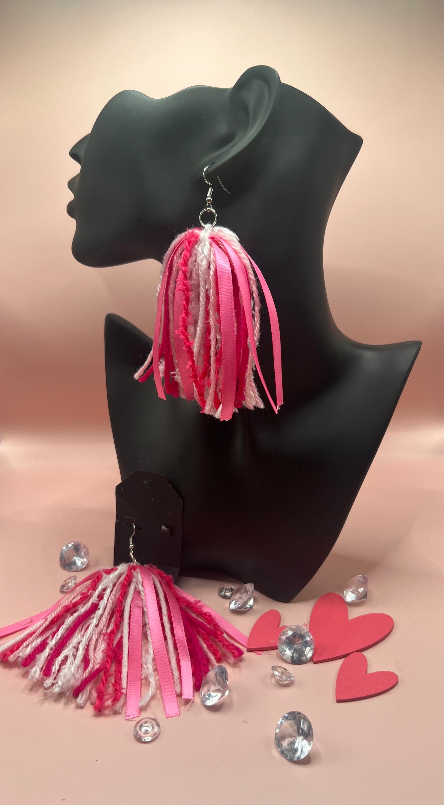 #9 Tassel Me, Honnee Pink ribbon, hot pink, white and pink