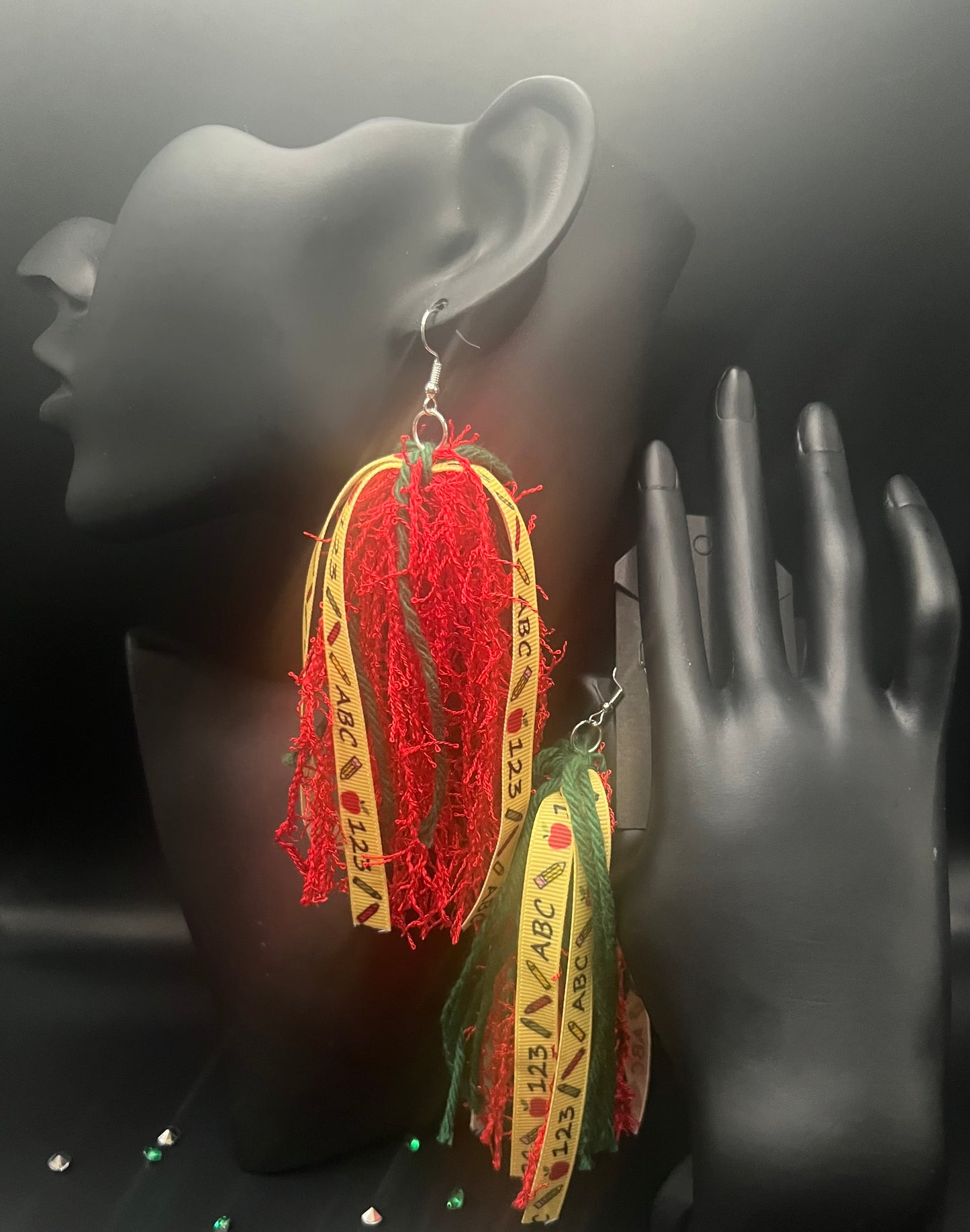 #5 Tassel Me, Honnee Yellow abc, red and green